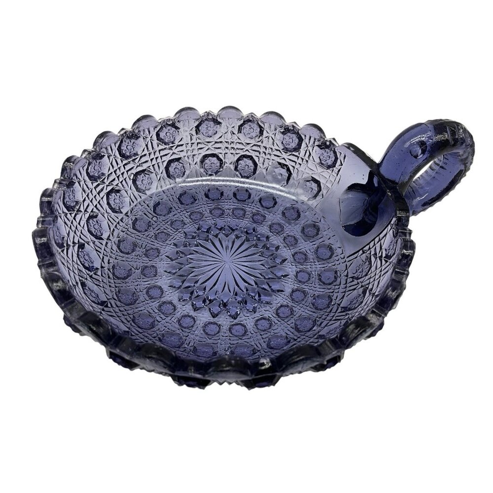 Pressed Glass Vintage Purple Nappy Dish Bowl Collectible Early Glass MCM